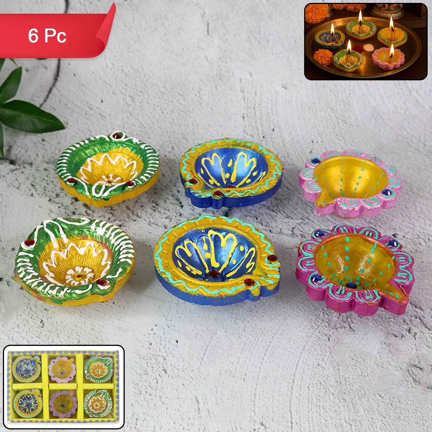 Clay Diya Set